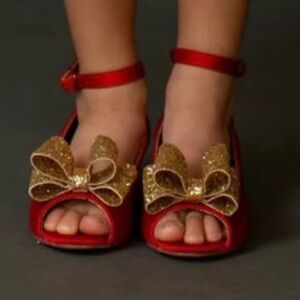 Joyfolie Girl’s Valeria Kitten Heel in Red Satin size Y3